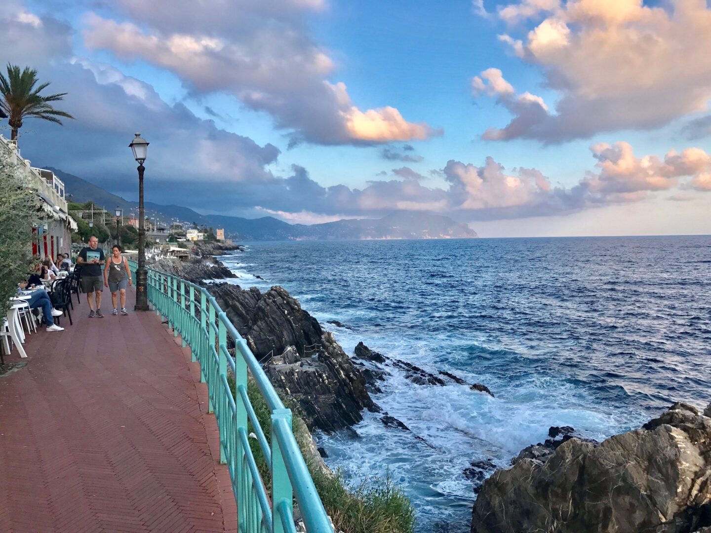 A view of the ocean from a walkway.